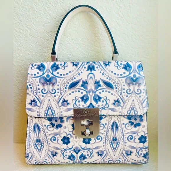 PATRICIA NASH 🦋 Chauny Leather Satchel white Italian Folklore collection. NWT - Picture 1 of 16